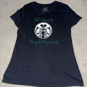 disney and starbucks hand made t shirt